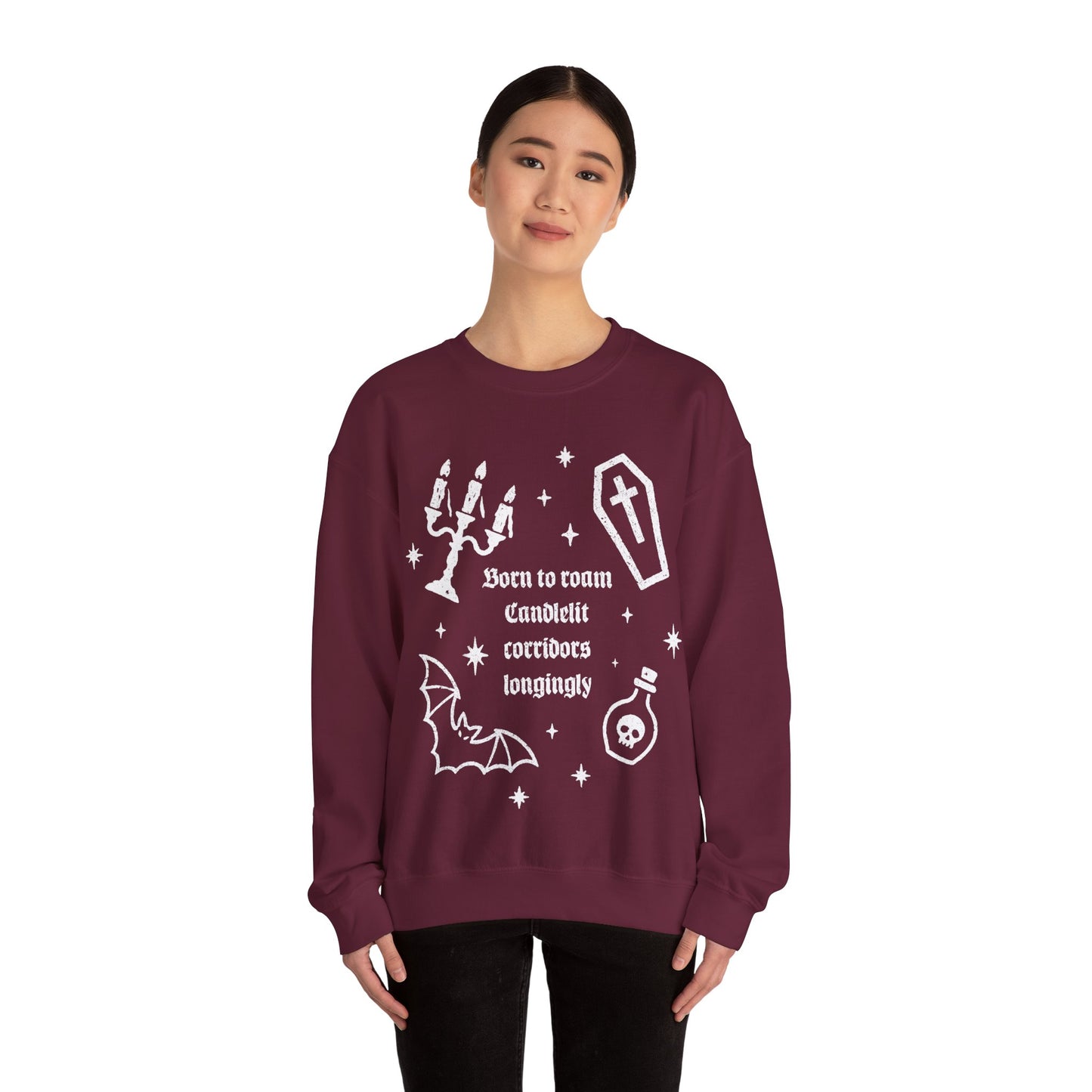Born to Roam Candlelit Corridors Cozy Crewneck Sweatshirt