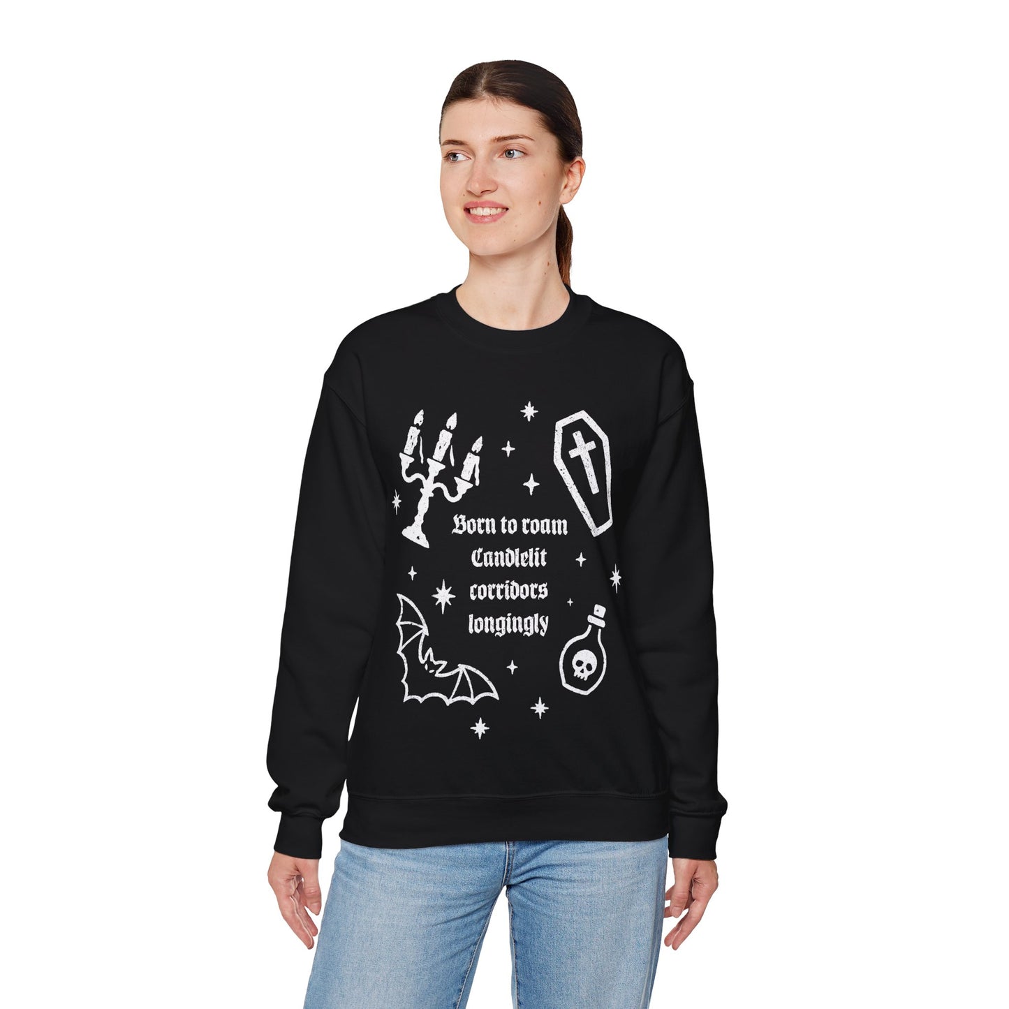 Born to Roam Candlelit Corridors Cozy Crewneck Sweatshirt