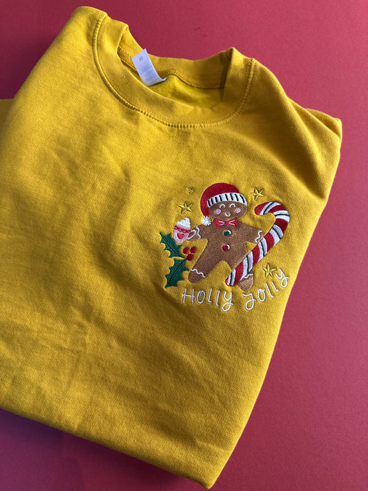 Medium embroidered holly jolly sweatshirt