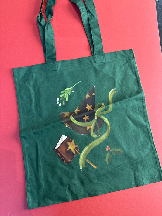 Witchmas green tote bag