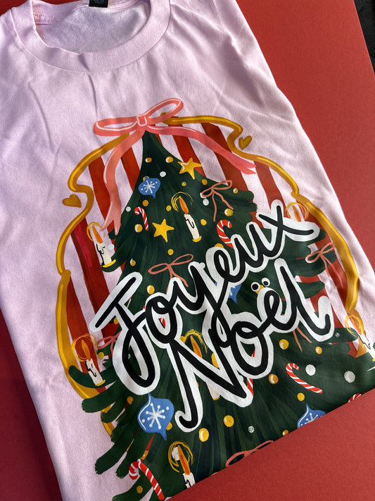 XL joyeux Noel pink tee