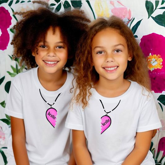 Besties Retro Friendship Necklaces | Kids Pair Of Tees